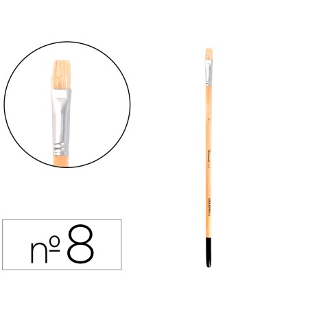 Pincel para pintura al oleo y acrilica liderpapel n 8 punta plana de pelo de cerda certificado fsc