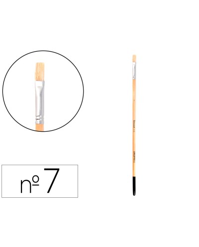 Pincel para pintura al oleo y acrilica liderpapel n 7 punta plana de pelo de cerda certificado fsc