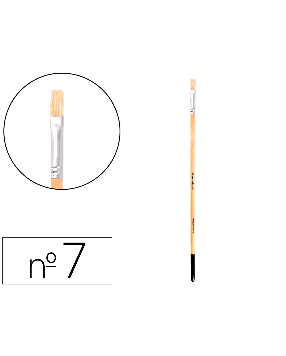 Pincel para pintura al oleo y acrilica liderpapel n 7 punta plana de pelo de cerda certificado fsc