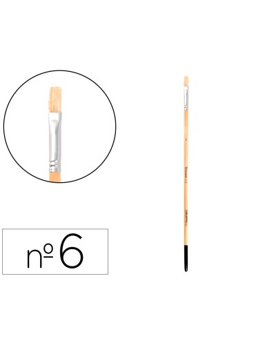Pincel para pintura al oleo y acrilica liderpapel n 6 punta plana de pelo de cerda certificado fsc
