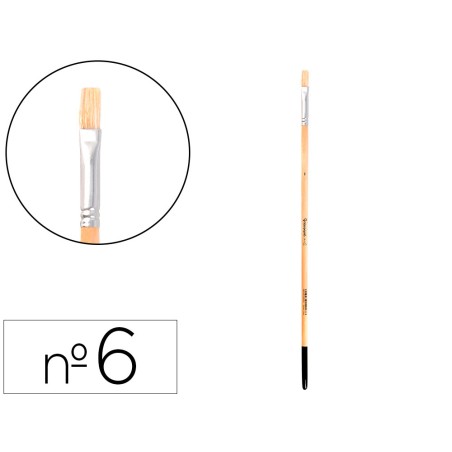 Pincel para pintura al oleo y acrilica liderpapel n 6 punta plana de pelo de cerda certificado fsc