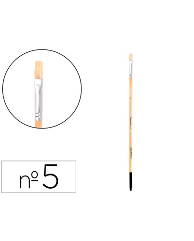 Pincel para pintura al oleo y acrilica liderpapel n 5 punta plana de pelo de cerda certificado fsc