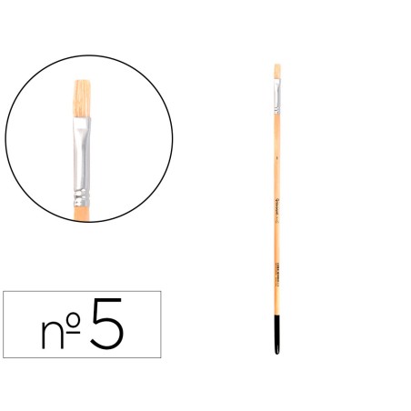 Pincel para pintura al oleo y acrilica liderpapel n 5 punta plana de pelo de cerda certificado fsc