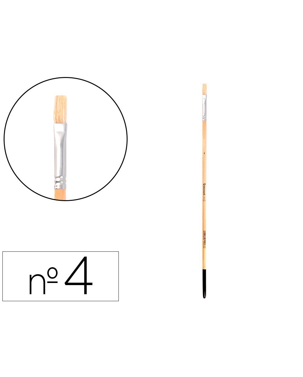 Pincel para pintura al oleo y acrilica liderpapel n 4 punta plana de pelo de cerda certificado fsc