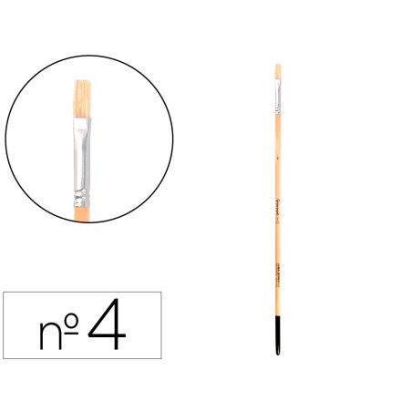 Pincel para pintura al oleo y acrilica liderpapel n 4 punta plana de pelo de cerda certificado fsc