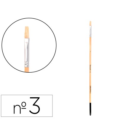 Pincel para pintura al oleo y acrilica liderpapel n 3 punta plana de pelo de cerda certificado fsc