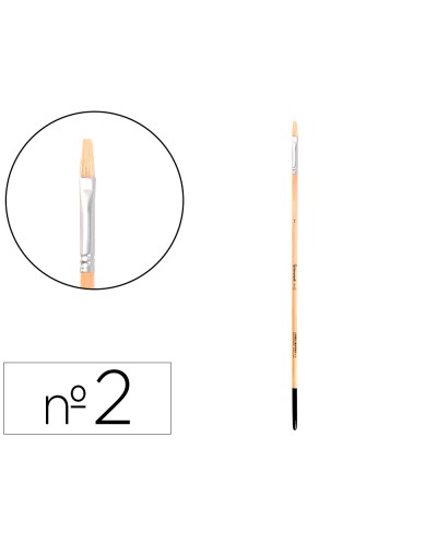 Pincel para pintura al oleo y acrilica liderpapel n 2 punta plana de pelo de cerda certificado fsc