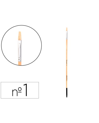 Pincel para pintura al oleo y acrilica liderpapel n 1 punta plana de pelo de cerda certificado fsc