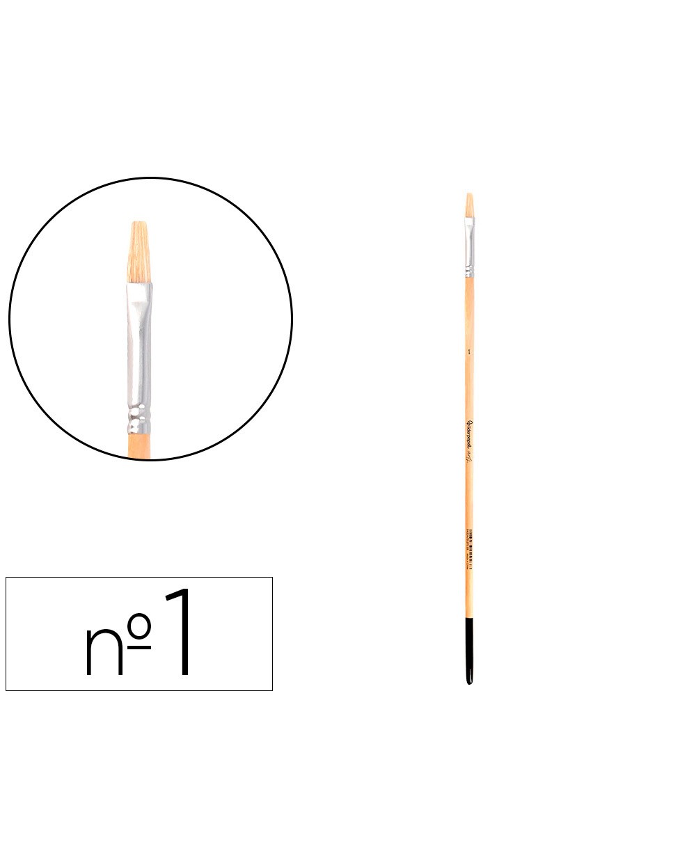 Pincel para pintura al oleo y acrilica liderpapel n 1 punta plana de pelo de cerda certificado fsc