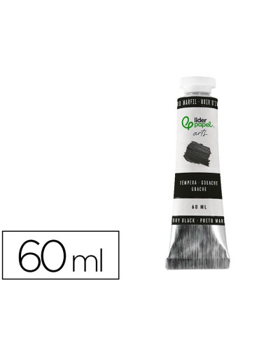 Pintura gouache tempera liderpapel tubo de aluminio de 60 ml color negro marfil