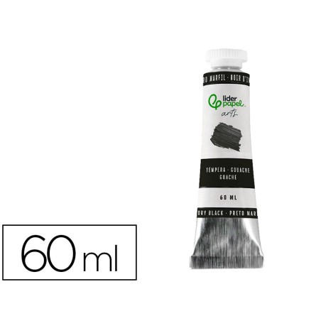 Pintura gouache tempera liderpapel tubo de aluminio de 60 ml color negro marfil