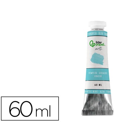 Pintura gouache tempera liderpapel tubo de aluminio de 60 ml color azul turquesa