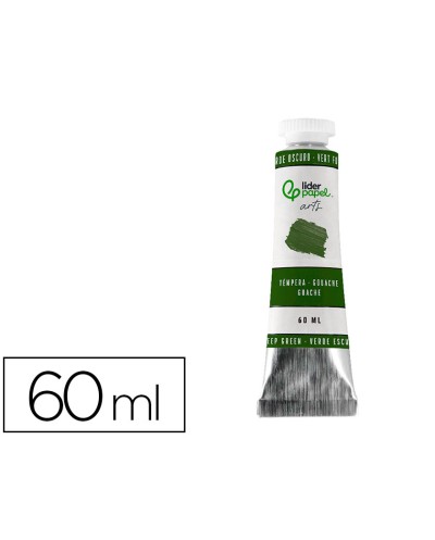 Pintura gouache tempera liderpapel tubo de aluminio de 60 ml color verde oscuro