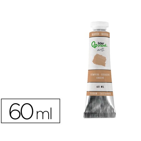 Pintura gouache tempera liderpapel tubo de aluminio de 60 ml color marron