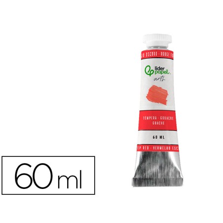 Pintura gouache tempera liderpapel tubo de aluminio de 60 ml color rojo oscuro