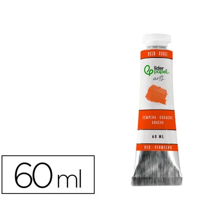 Pintura gouache tempera liderpapel tubo de aluminio de 60 ml color rojo