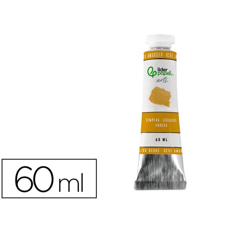 Pintura gouache tempera liderpapel tubo de aluminio de 60 ml color ocre amarillo