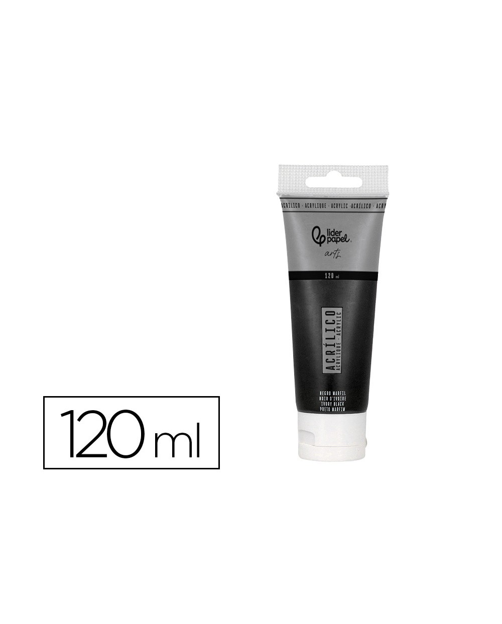 Pintura acrilica liderpapel tubo de plastico de 120 ml color negro marfil