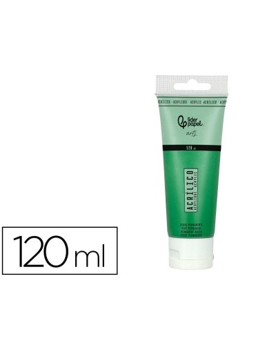 Pintura acrilica liderpapel tubo de plastico de 120 ml color verde permanente