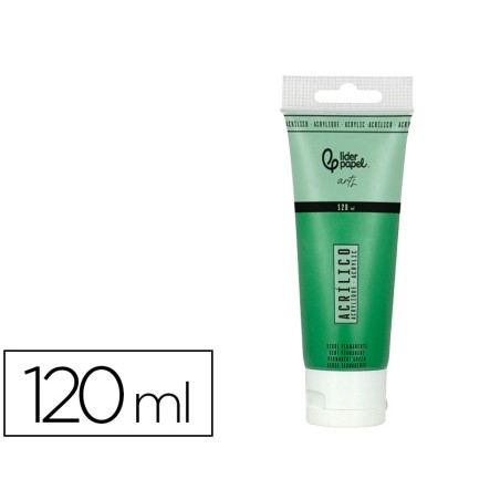 Pintura acrilica liderpapel tubo de plastico de 120 ml color verde permanente