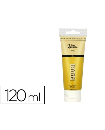 Pintura acrilica liderpapel tubo de plastico de 120 ml color ocre amarillo