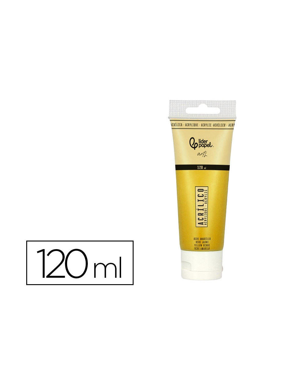 Pintura acrilica liderpapel tubo de plastico de 120 ml color ocre amarillo
