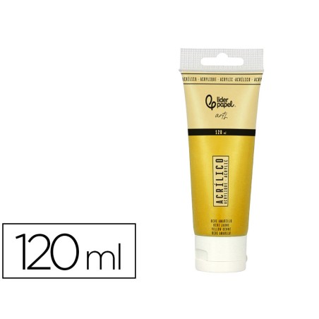 Pintura acrilica liderpapel tubo de plastico de 120 ml color ocre amarillo