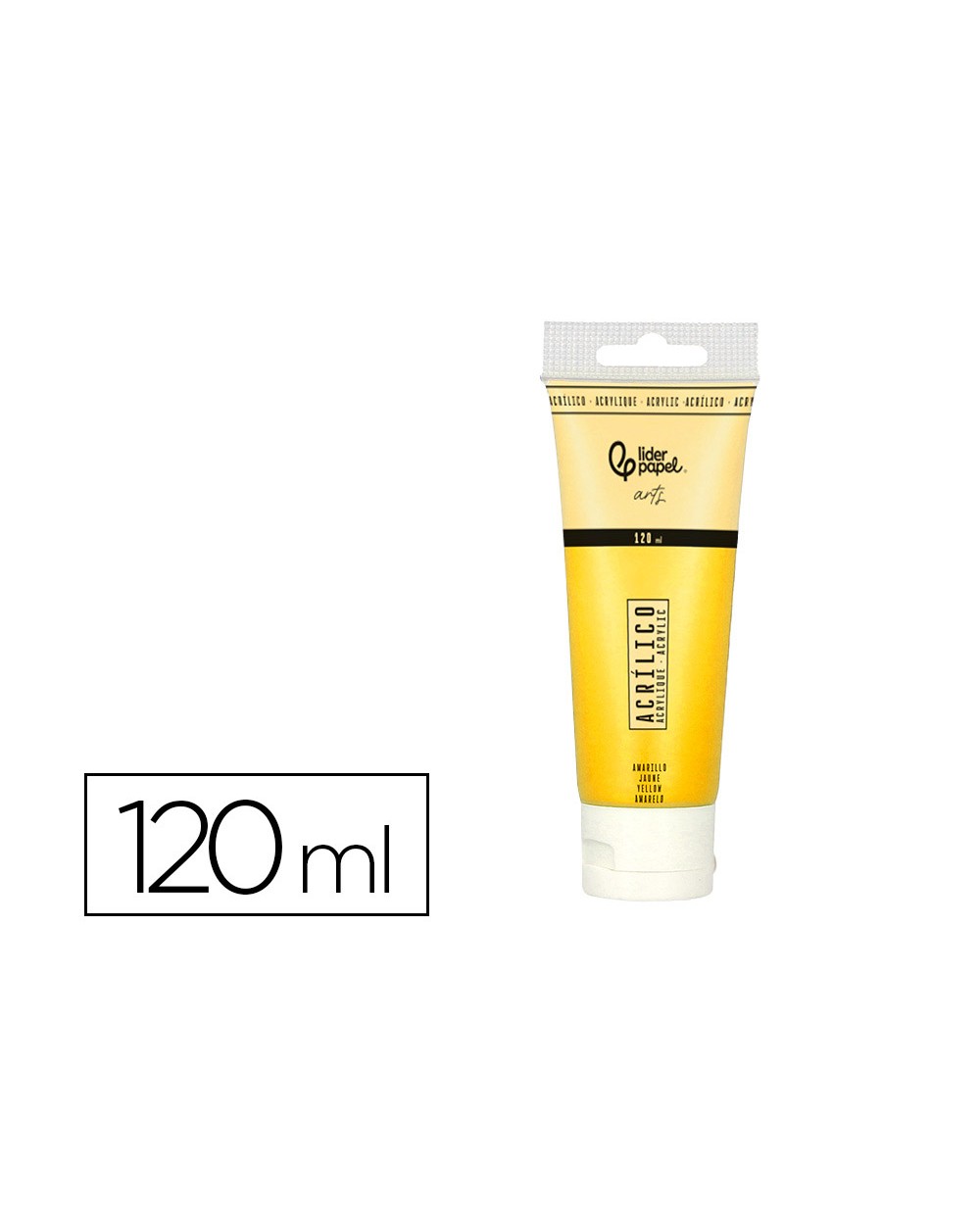 Pintura acrilica liderpapel tubo de plastico de 120 ml color amarillo