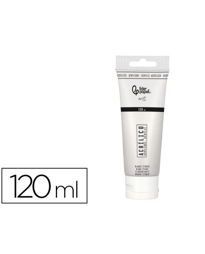Pintura acrilica liderpapel tubo de plastico de 120 ml color blanco titanio