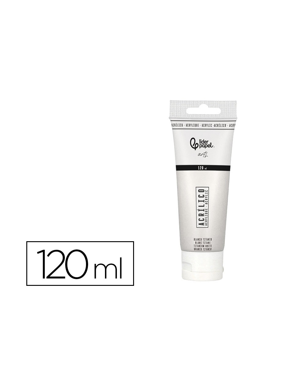 Pintura acrilica liderpapel tubo de plastico de 120 ml color blanco titanio