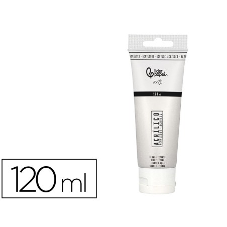 Pintura acrilica liderpapel tubo de plastico de 120 ml color blanco titanio