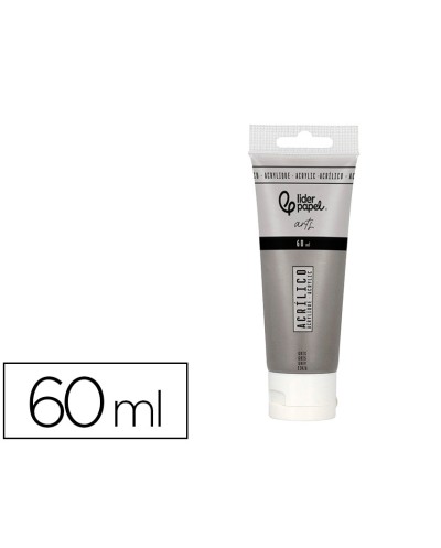 Pintura acrilica liderpapel tubo de plastico de 60 ml color gris