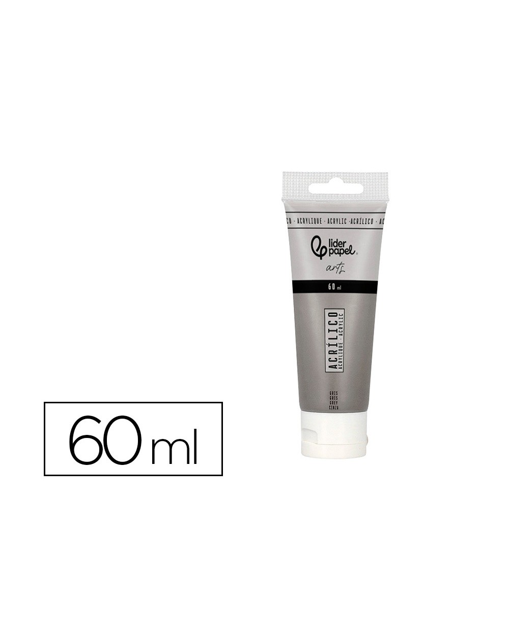 Pintura acrilica liderpapel tubo de plastico de 60 ml color gris