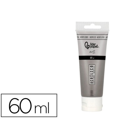 Pintura acrilica liderpapel tubo de plastico de 60 ml color gris