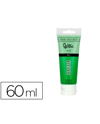 Pintura acrilica liderpapel tubo de plastico de 60 ml color verde permanente
