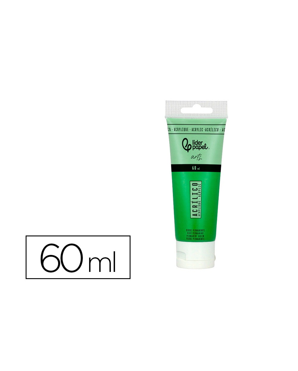 Pintura acrilica liderpapel tubo de plastico de 60 ml color verde permanente
