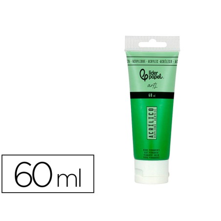 Pintura acrilica liderpapel tubo de plastico de 60 ml color verde permanente