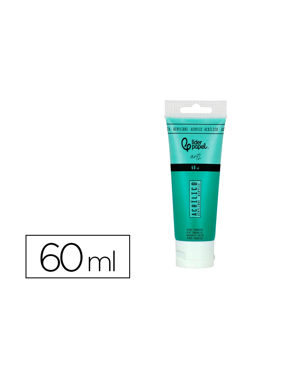 Pintura acrilica liderpapel tubo de plastico de 60 ml color verde turquesa