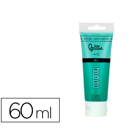 Pintura acrilica liderpapel tubo de plastico de 60 ml color verde turquesa