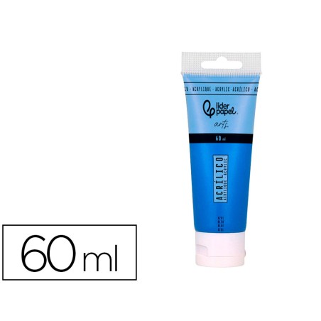 Pintura acrilica liderpapel tubo de plastico de 60 ml color azul