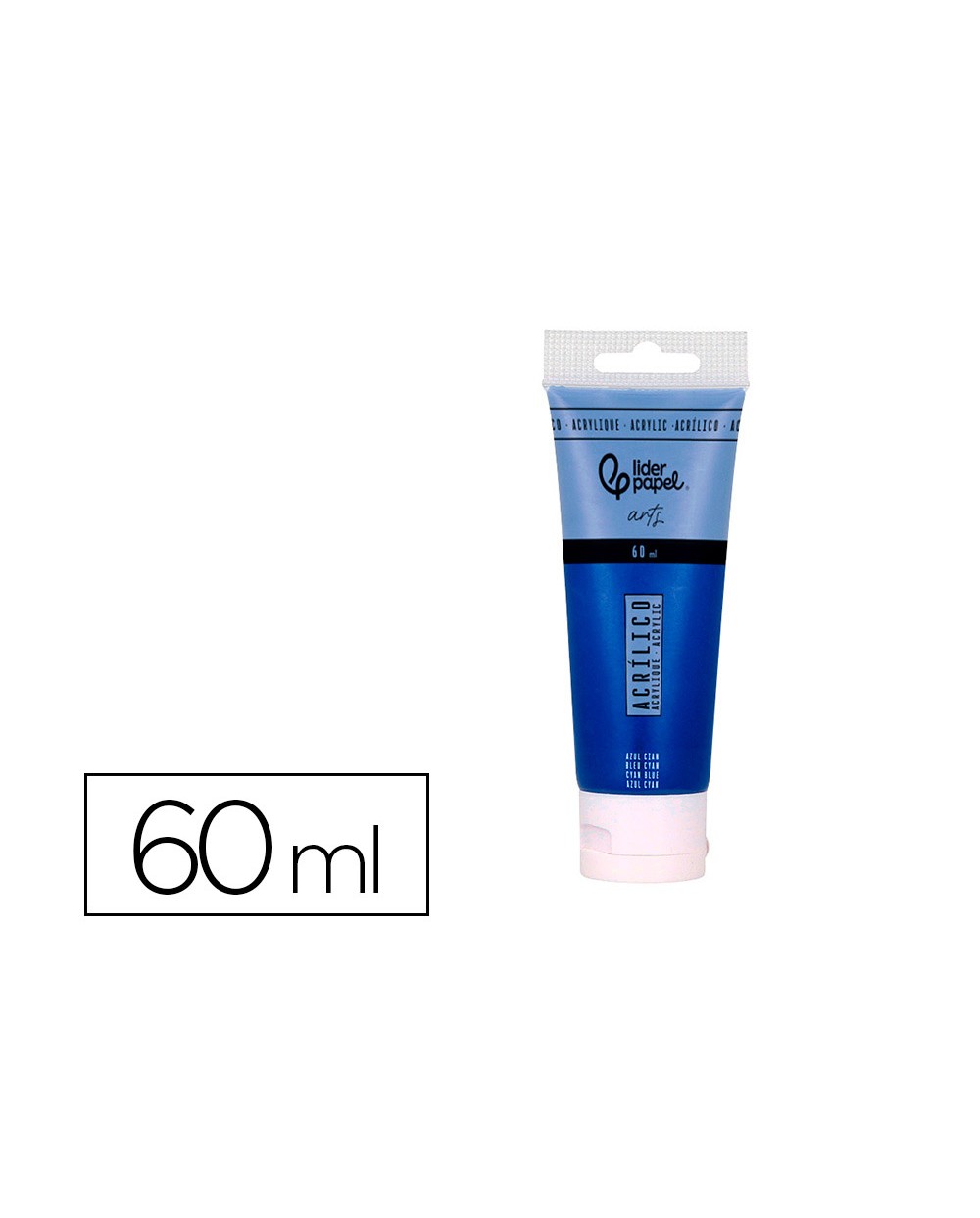 Pintura acrilica liderpapel tubo de plastico de 60 ml color azul cian