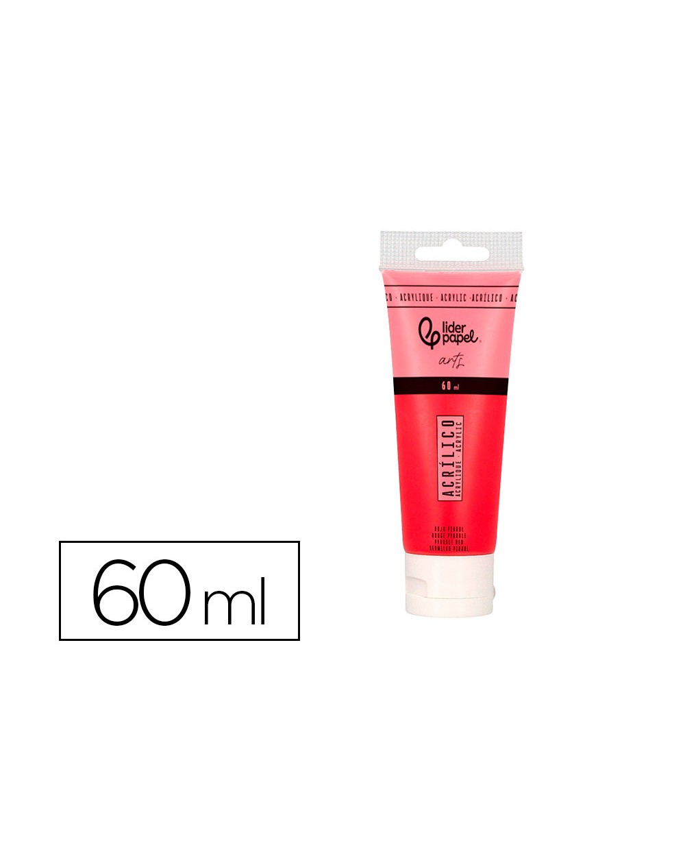 Pintura acrilica liderpapel tubo de plastico de 60 ml color rojo pirrol