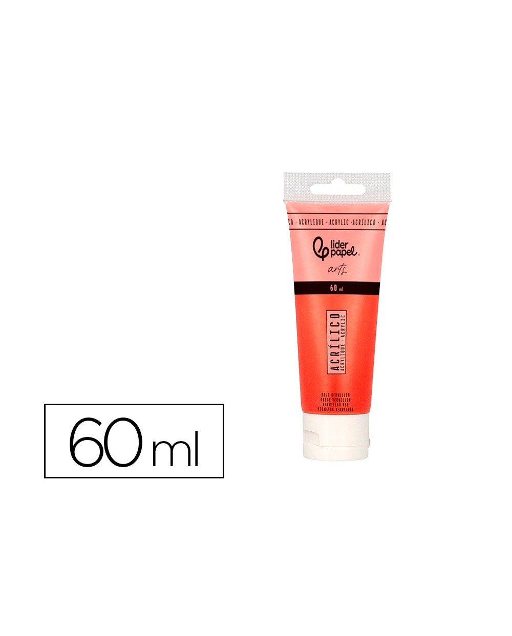 Pintura acrilica liderpapel tubo de plastico de 60 ml color rojo bermellon
