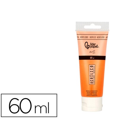 Pintura acrilica liderpapel tubo de plastico de 60 ml color naranja permanente