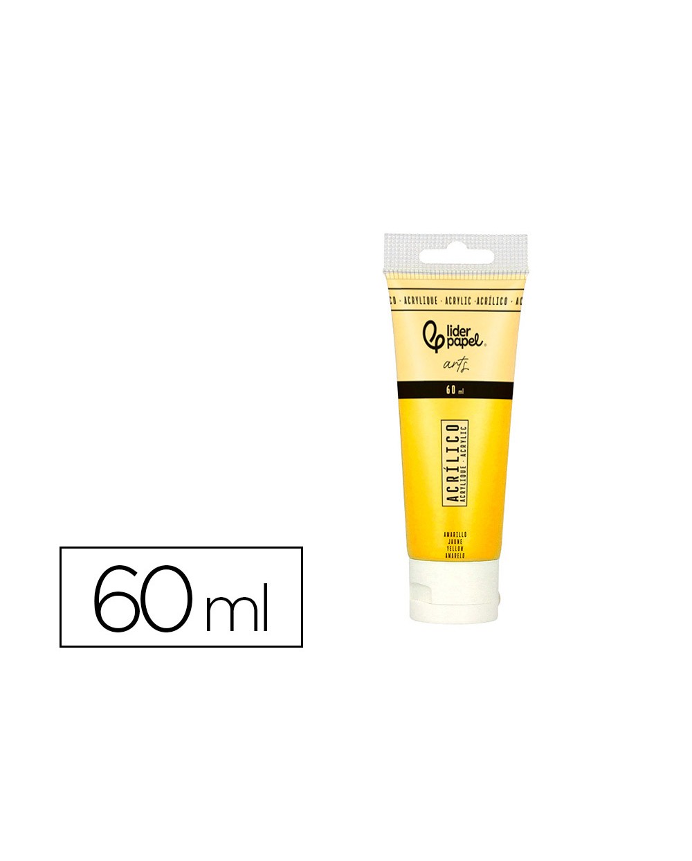 Pintura acrilica liderpapel tubo de plastico de 60 ml color amarillo