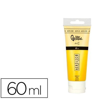 Pintura acrilica liderpapel tubo de plastico de 60 ml color amarillo