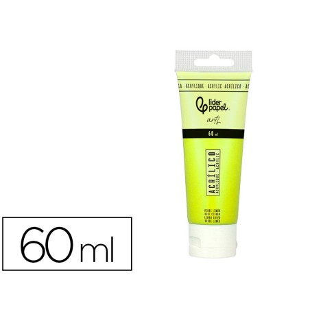 Pintura acrilica liderpapel tubo de plastico de 60 ml color verde limon