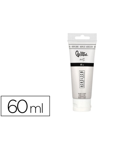 Pintura acrilica liderpapel tubo de plastico de 60 ml color blanco titanio