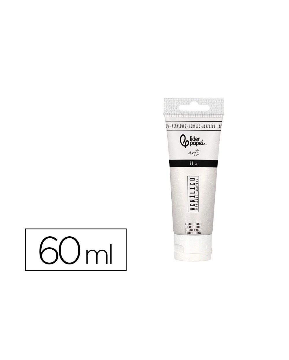 Pintura acrilica liderpapel tubo de plastico de 60 ml color blanco titanio