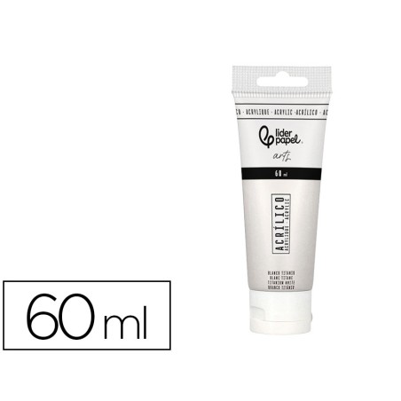 Pintura acrilica liderpapel tubo de plastico de 60 ml color blanco titanio